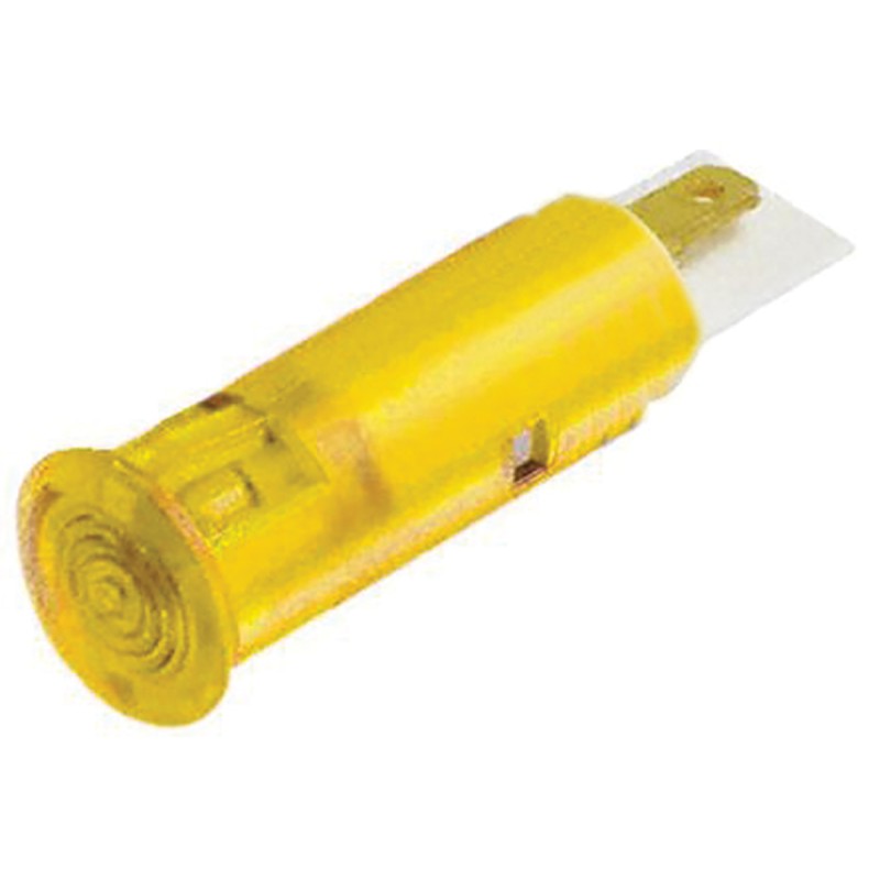 1 pcs - Signal Construct Yellow Panel Mount Indicator, 24 - 28V, 6mm Mounting Hole Size, Solder Tab Termination