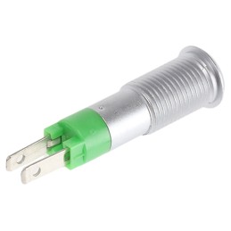 1 pcs - Signal Construct Green Indicator, 24V, 8mm Mounting Hole Size, Solder Tab Termination