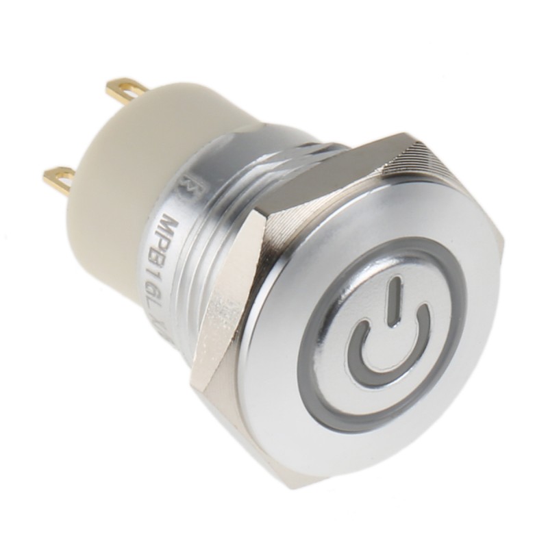 1 pcs - RS PRO Illuminated Push Button Switch, Latching, Panel Mount, 16mm Cutout, SPST, Blue LED, 36V dc, IP67