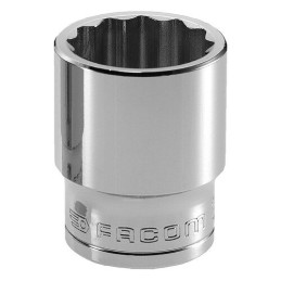 1 pcs - Facom 1/2 in Drive 1 1/8in Standard Socket, 12 point, 44 mm Overall Length