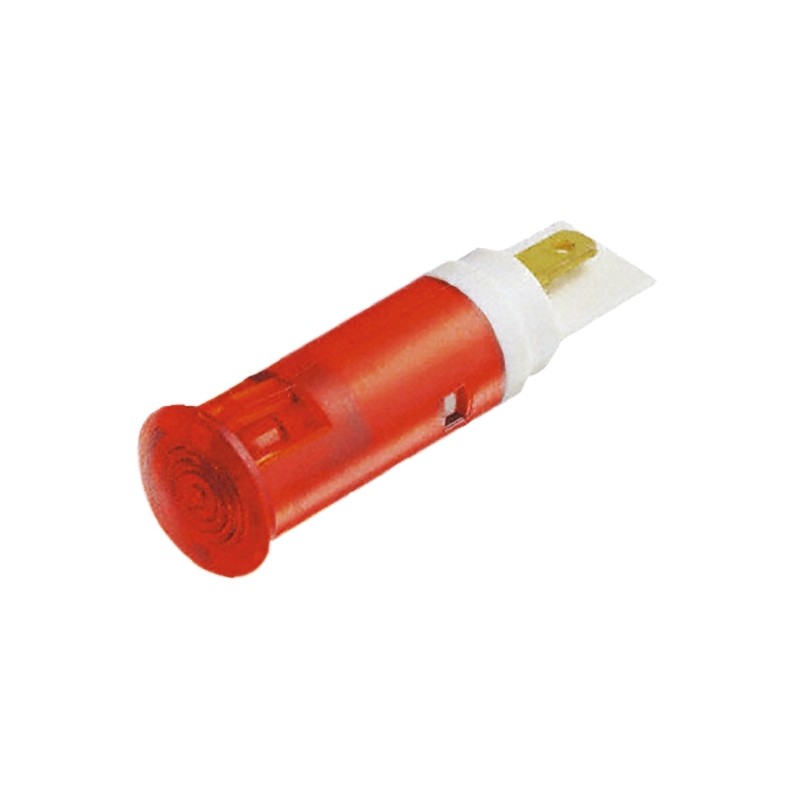 1 pcs - Signal Construct Red Panel Mount Indicator, 12 - 14V, 5mm Mounting Hole Size, Solder Tab Termination