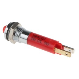 1 pcs - CML Innovative Technologies Red Panel Mount Indicator, 24V, 8mm Mounting Hole Size, Solder Tab Termination, IP67