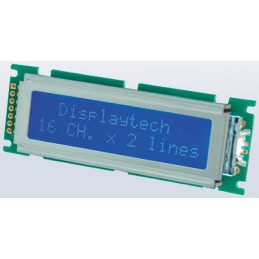 1 pcs - Displaytech 162D-CC-BC-3LP Alphanumeric LCD Display, White on Black, 2 Rows by 16 Characters, Transflective
