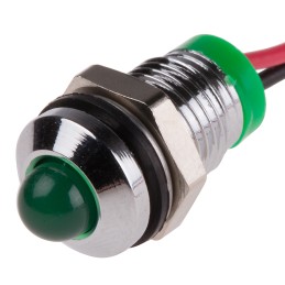 1 pcs - RS PRO Green Panel Mount Indicator, 2V dc, 8mm Mounting Hole Size, Lead Wires Termination, IP67