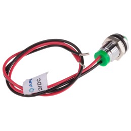 1 pcs - RS PRO Green Panel Mount Indicator, 2V dc, 8mm Mounting Hole Size, Lead Wires Termination, IP67