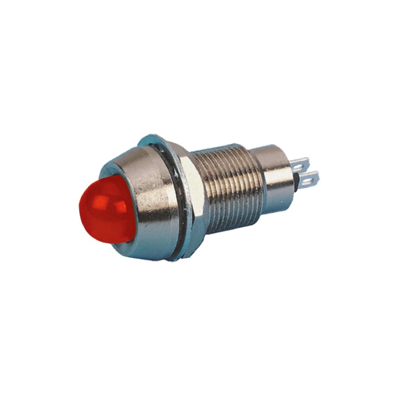 1 pcs - Marl Red Panel Mount Indicator, 24V dc, 12.7mm Mounting Hole Size, Solder Tab Termination, IP67