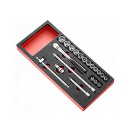 1 pcs - Facom 20-Piece Metric 3/8 in Standard Socket Set with Ratchet, 6 point