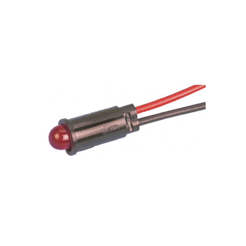 1 pcs - Dialight Red Panel Mount Indicator, 1.9V dc, 6.4mm Mounting Hole Size, Lead Wires Termination