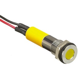1 pcs - RS PRO Yellow Panel Mount Indicator, 12V dc, 6mm Mounting Hole Size, Lead Wires Termination, IP67