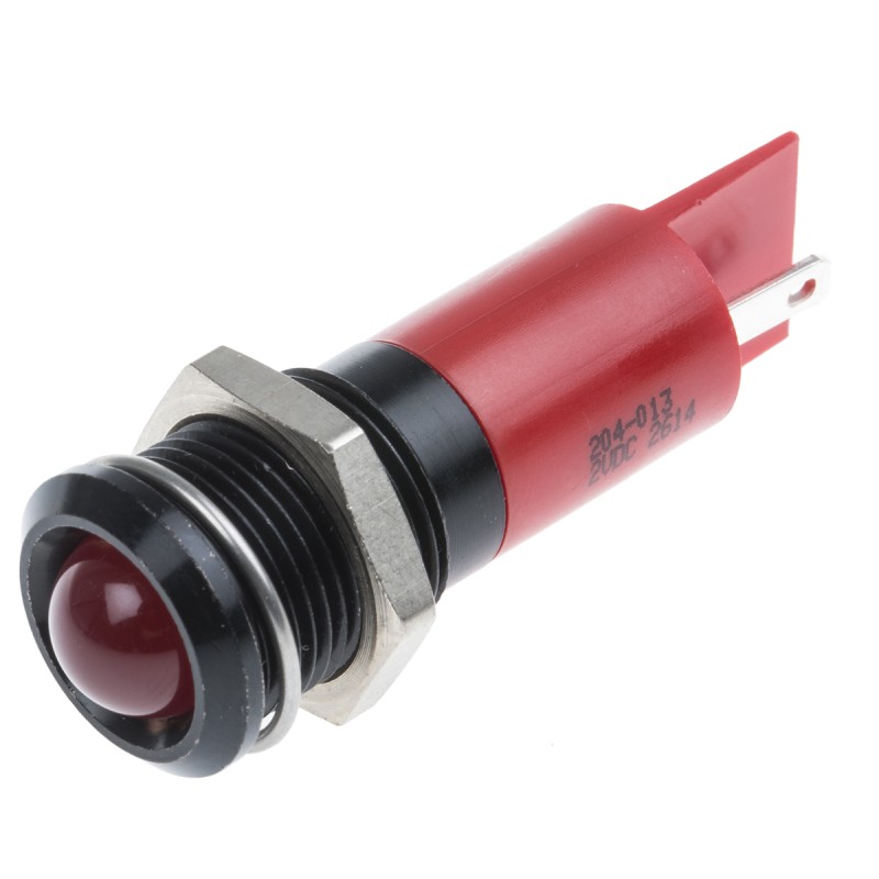 1 pcs - RS PRO Red Panel Mount Indicator, 2V dc, 14mm Mounting Hole Size, Solder Tab Termination