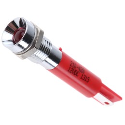 1 pcs - RS PRO Red Flashing LED Panel Mount Indicator, 12V dc, 8mm Mounting Hole Size, Solder Tab Termination