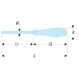 1 pcs - Facom Torx Screwdriver, T8 Tip, 50 mm Blade, 153 mm Overall