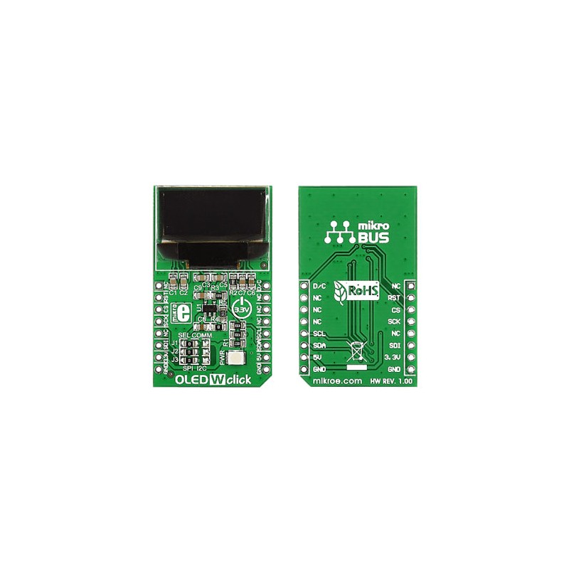 1 pcs - MikroElektronika MIKROE-1649, OLED W click OLED Display Add On Board With SSD1306