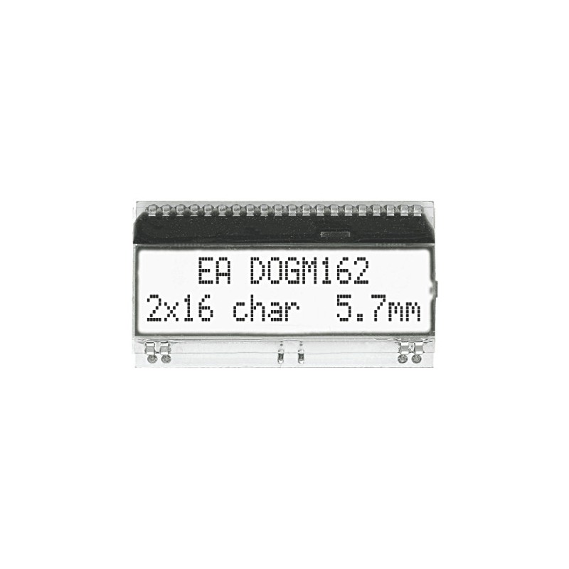 1 pcs - Display Visions EA DOGM162W-A Alphanumeric LCD Display, White on Black, 2 Rows by 16 Characters, Transflective