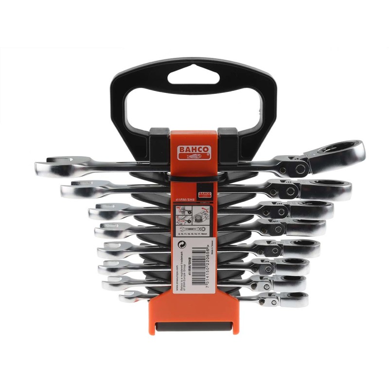 1 pcs - Bahco 41RM Series 8-Piece Spanner Set, 8 - 19 mm, Alloy Steel