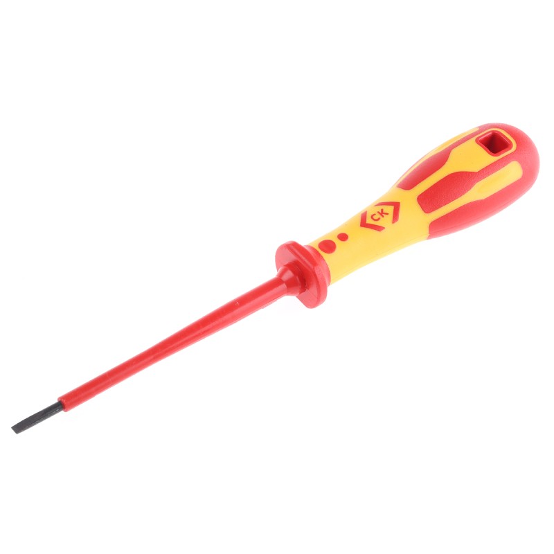 1 pcs - CK Slotted Insulated Screwdriver, 3 mm Tip, 100 mm Blade, VDE/1000V