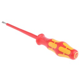 1 pcs - Wera Slotted Insulated Screwdriver, 3.5 mm Tip, 100 mm Blade, VDE/1000V, 181 mm Overall