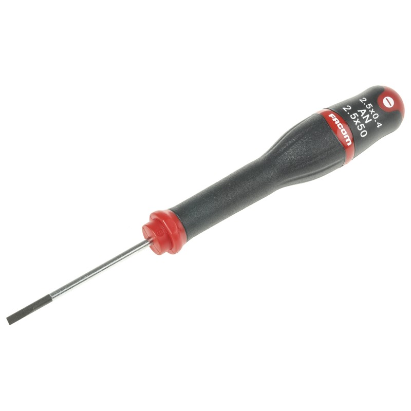1 pcs - Facom Slotted Screwdriver, 2.5 x 0.4 mm Tip, 50 mm Blade, 144 mm Overall