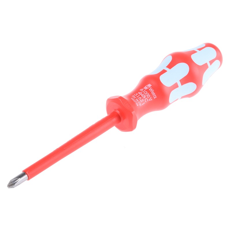 1 pcs - Wera Phillips Insulated Screwdriver, PH2 Tip, 100 mm Blade, VDE/1000V, 161 mm Overall