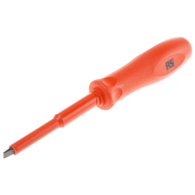 1 pcs - ITL Insulated Tools Ltd Slotted Insulated Screwdriver, 6.5 x 1.2 mm Tip, 100 mm Blade, VDE/1000V, 203 mm Overall