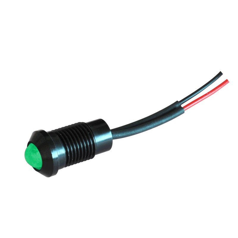 1 pcs - Oxley OXL/CLH/80/AC Series Green Panel LED, 24V ac, 8mm Mounting Hole Size, Lead Wires Termination, IP66