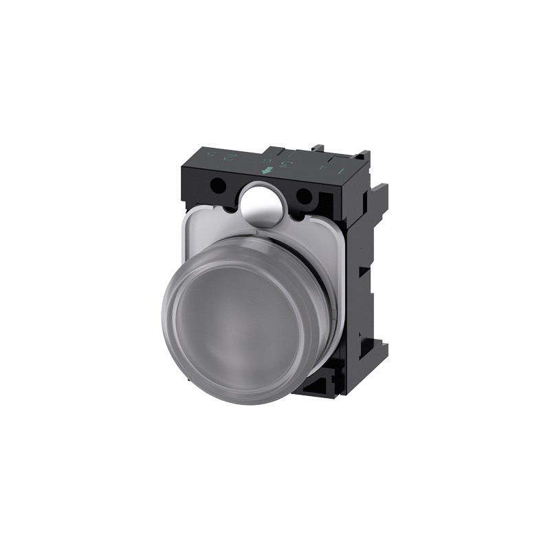 1 pcs - Siemens, SIRIUS ACT, Panel Mount Clear LED Indicator, 22mm Cutout, Round, 24V ac/dc