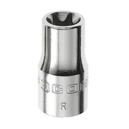 1 pcs - Facom 1/4 in Drive E6 Standard Socket, e-Torx, 22 mm Overall Length