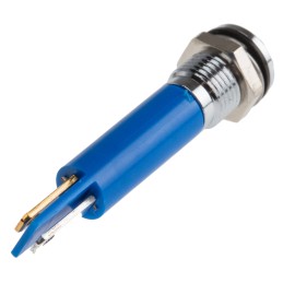 1 pcs - RS PRO Blue Panel Mount Indicator, 12V, 8mm Mounting Hole Size, Solder Tab Termination, IP67