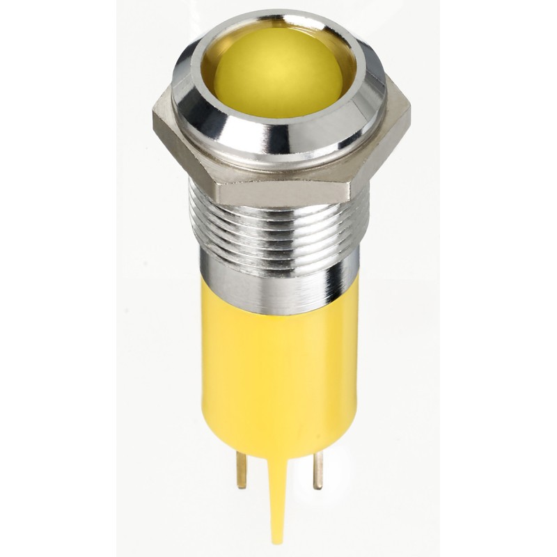 1 pcs - RS PRO Yellow Panel Mount Indicator, 2V dc, 14mm Mounting Hole Size, Faston, Solder Lug Termination, IP67