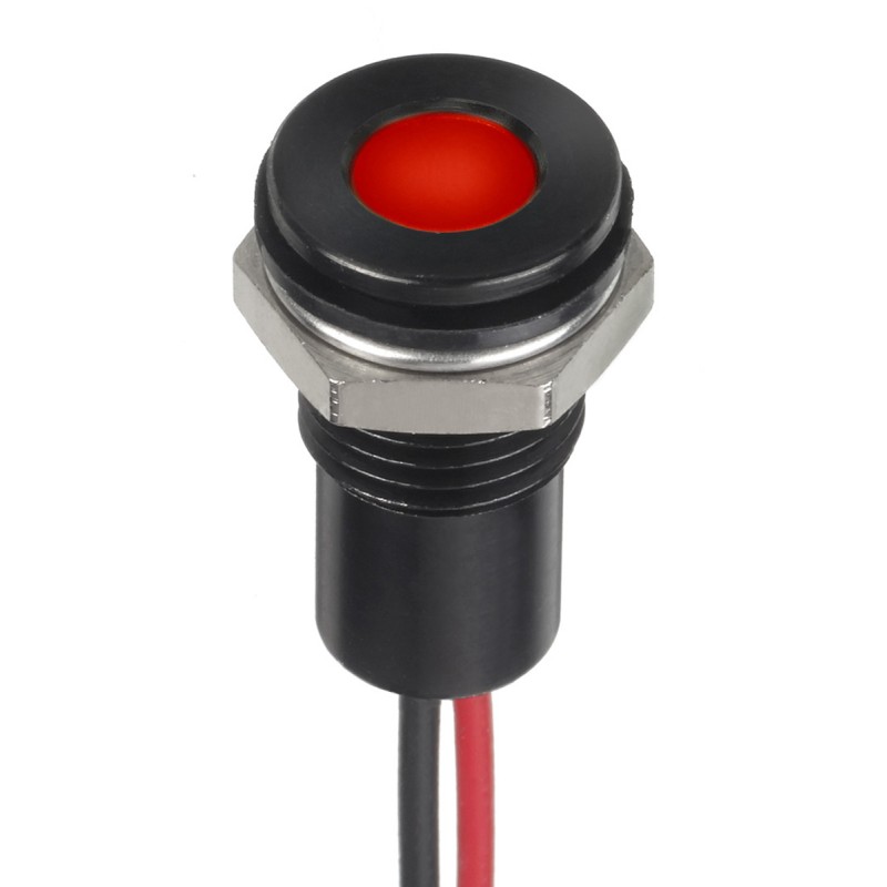 1 pcs - RS PRO Red Panel Mount Indicator, 12V dc, 8mm Mounting Hole Size, Lead Wires Termination, IP67