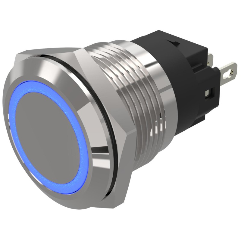 1 pcs - EAO 82 Series Blue Indicator, 24V ac/dc, 19mm Mounting Hole Size, Solder Tab Termination, IP65, IP67