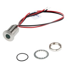 1 pcs - RS PRO Green Panel Mount Indicator, 21.6 - 26.4V dc, 10mm Mounting Hole Size, Lead Wires Termination, IP67