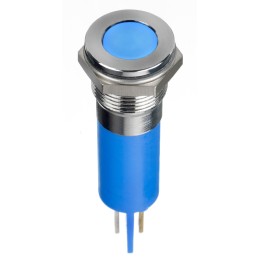 1 pcs - RS PRO Blue Panel Mount Indicator, 12V dc, 12mm Mounting Hole Size, Faston, Solder Lug Termination, IP67