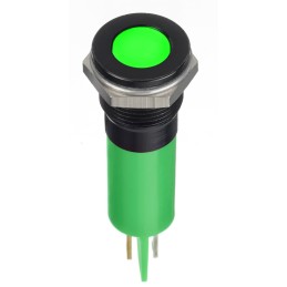 1 pcs - RS PRO Green Panel Mount Indicator, 220V ac, 12mm Mounting Hole Size, Faston, Solder Lug Termination, IP67