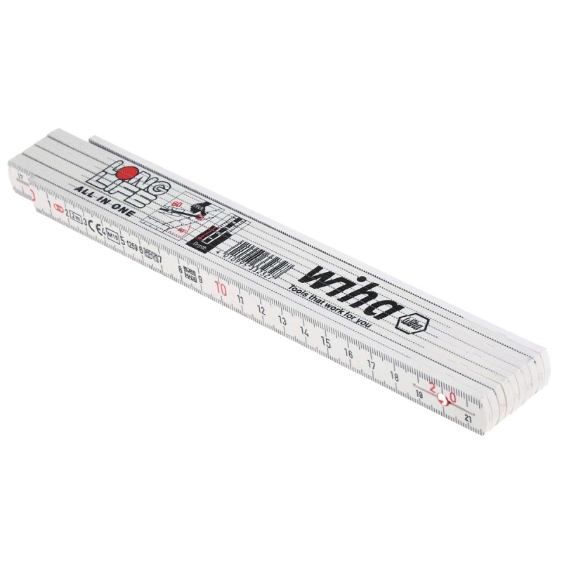 1 pcs - Wiha 2m Plastic Metric Folding Ruler