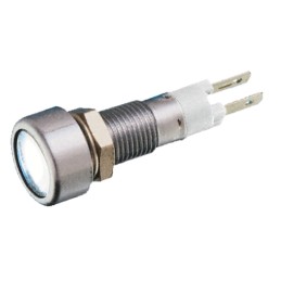 1 pcs - Signal Construct White Panel Mount Indicator, 12 - 14V, 8mm Mounting Hole Size, Solder Tab Termination