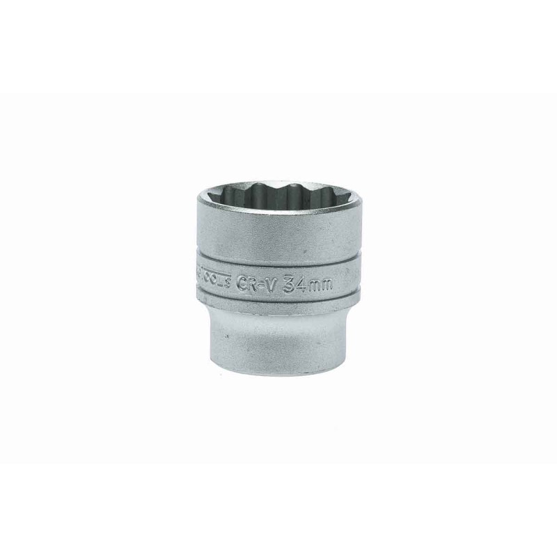 1 pcs - Teng Tools 1/2 in Drive 34mm Standard Socket, 12 point, 45.5 mm Overall Length