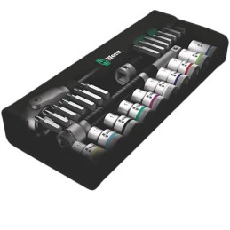 1 pcs - Wera 28-Piece Metric 1/2 in Standard Socket/Bit Set with Ratchet, 6 point, Hex Bit, Phillips Bit, Pozidriv Bit, Torx Bit