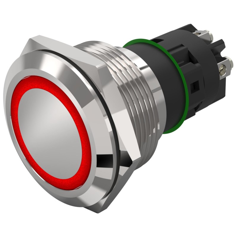 1 pcs - EAO 82 Series Illuminated Illuminated Push Button Switch, Latching, Panel Mount, 22.3mm Cutout, SPDT, Red LED, 240V,
