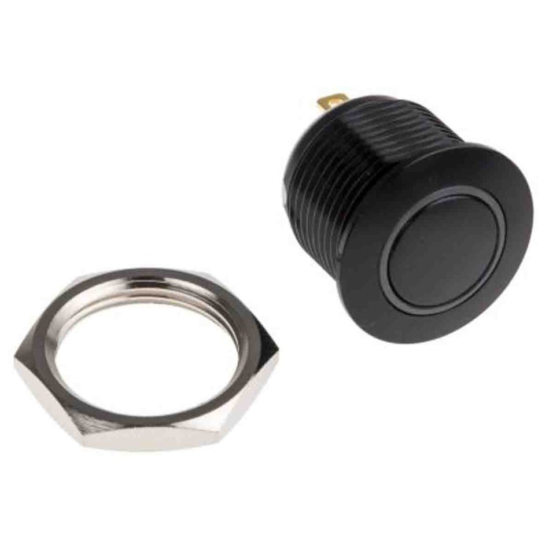 1 pcs - KNITTER-SWITCH Illuminated Push Button Switch, Momentary, Panel Mount, 16mm Cutout, SPST, Green LED, 36V dc, IP67