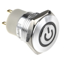 1 pcs - RS PRO Illuminated Push Button Switch, Latching, Panel Mount, 16mm Cutout, SPST, White LED, 36V dc, IP67