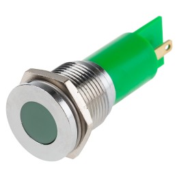 1 pcs - RS PRO Green Panel Mount Indicator, 16mm Mounting Hole Size, Solder Tab Termination, IP67
