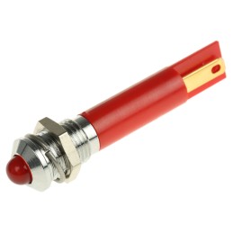 1 pcs - RS PRO Red Panel Mount Indicator, 12V dc, 8mm Mounting Hole Size, Solder Tab Termination