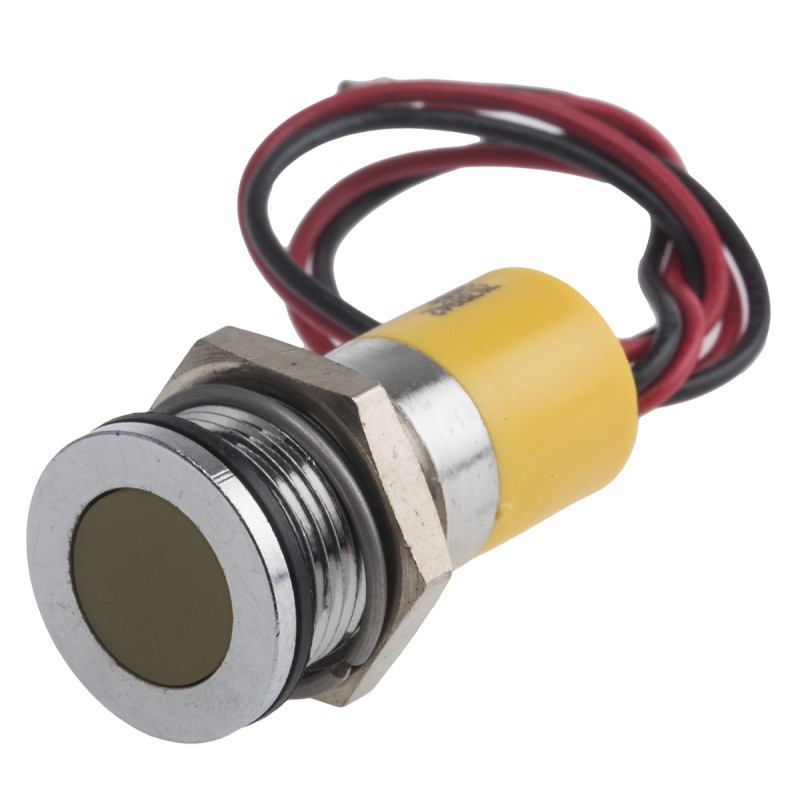 1 pcs - RS PRO Yellow Panel Mount Indicator, 24V dc, 14mm Mounting Hole Size, Lead Wires Termination, IP67
