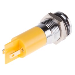 1 pcs - RS PRO Yellow Panel Mount Indicator, 24V dc, 14mm Mounting Hole Size, Lead Wires Termination, IP67