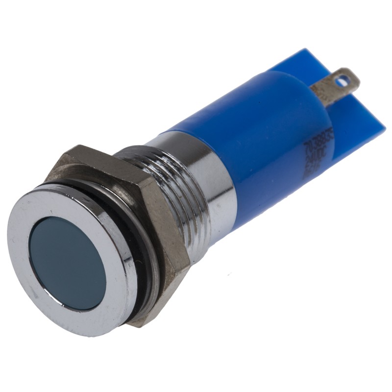 1 pcs - RS PRO Blue Panel Mount Indicator, 24V dc, 14mm Mounting Hole Size, Solder Tab Termination, IP67