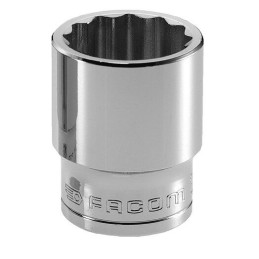 1 pcs - Facom 1/2 in Drive 11/16in Standard Socket, 12 point, 36 mm Overall Length