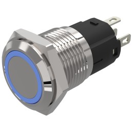 1 pcs - EAO 82 Series Illuminated Illuminated Push Button Switch, Momentary, Panel Mount, 16mm Cutout, SPDT, Blue LED, 24V,