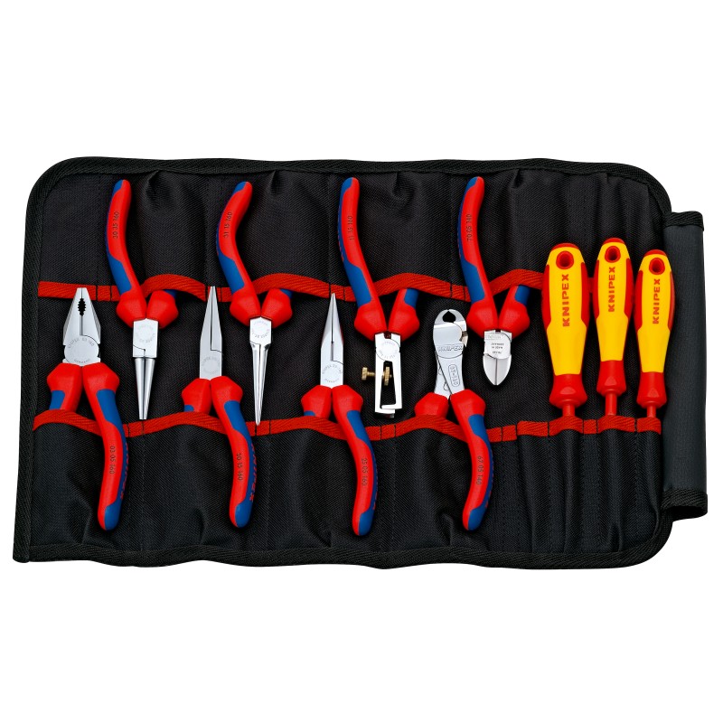 1 pcs - Knipex 11 Piece Electricians Tool Roll with Roll, VDE Approved