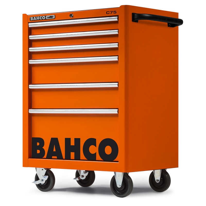 1 pcs - Bahco 6 drawer Stainless Steel (Top) Wheeled Tool Chest, 985mm x 677mm x 501mm